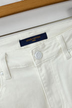 White Pocket Embroidery Jeans