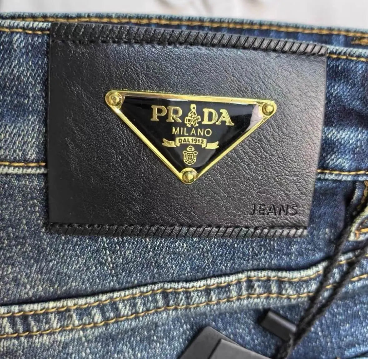 Classic Faux‑Leather Casual Denim Pants