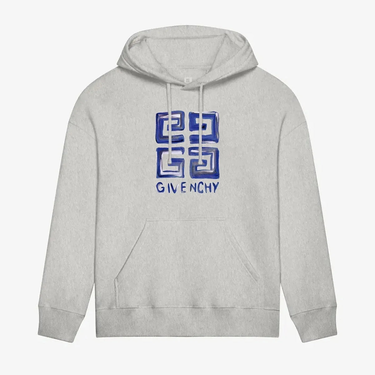 Blue Square Print Hoodie