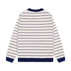 Star Embroidery Stripe Crewneck Sweater