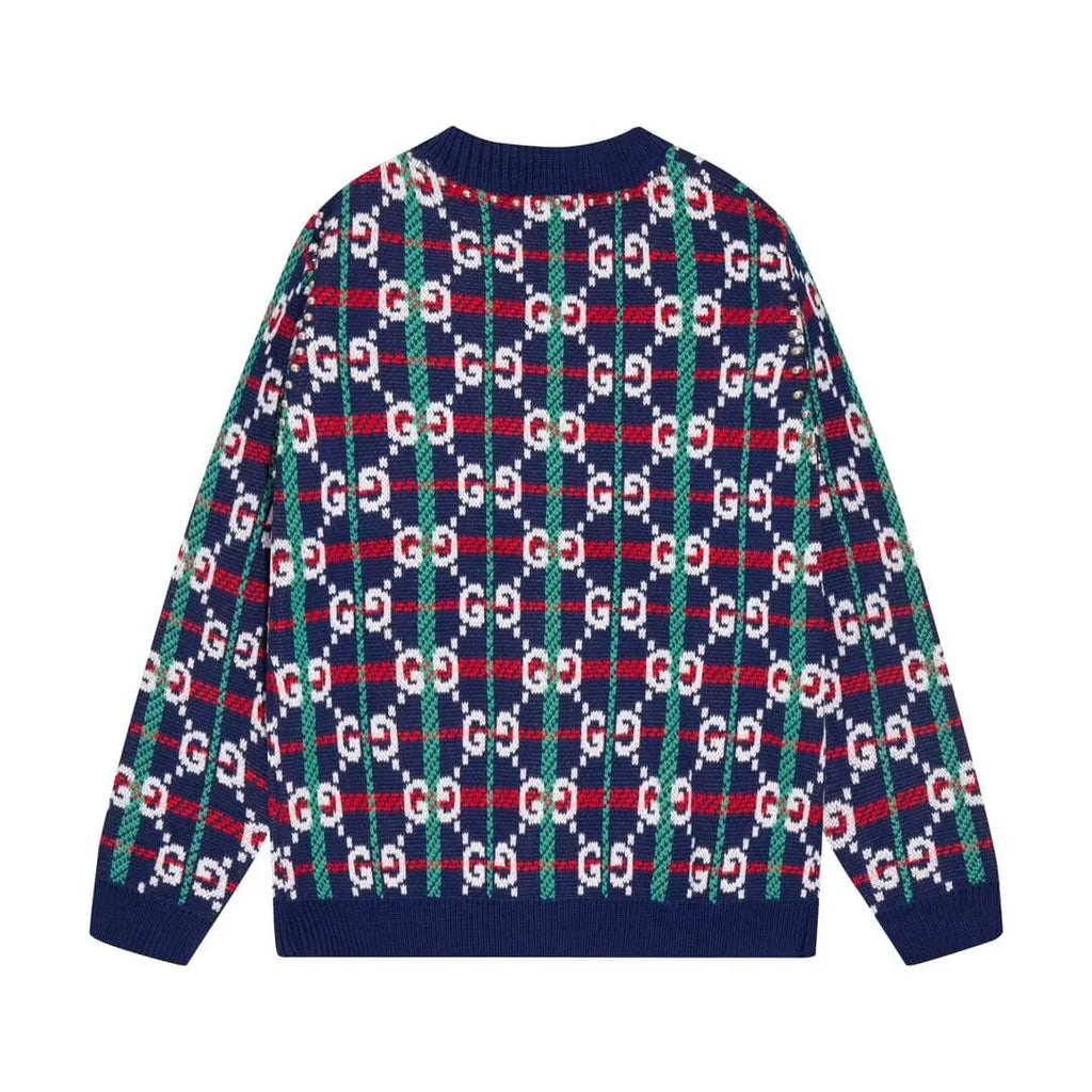 Multicolor Stripe Monogram Knit Sweater Cardigan