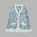 Jacquard Button-Up Cardigan Sweater
