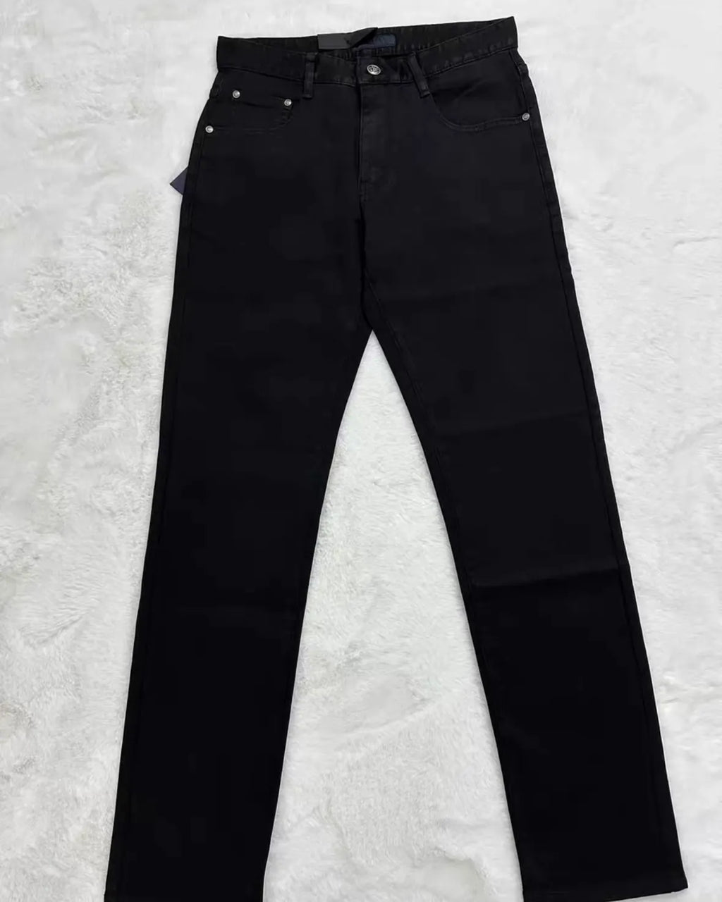 Classic Faux‑Leather Casual Denim Pants