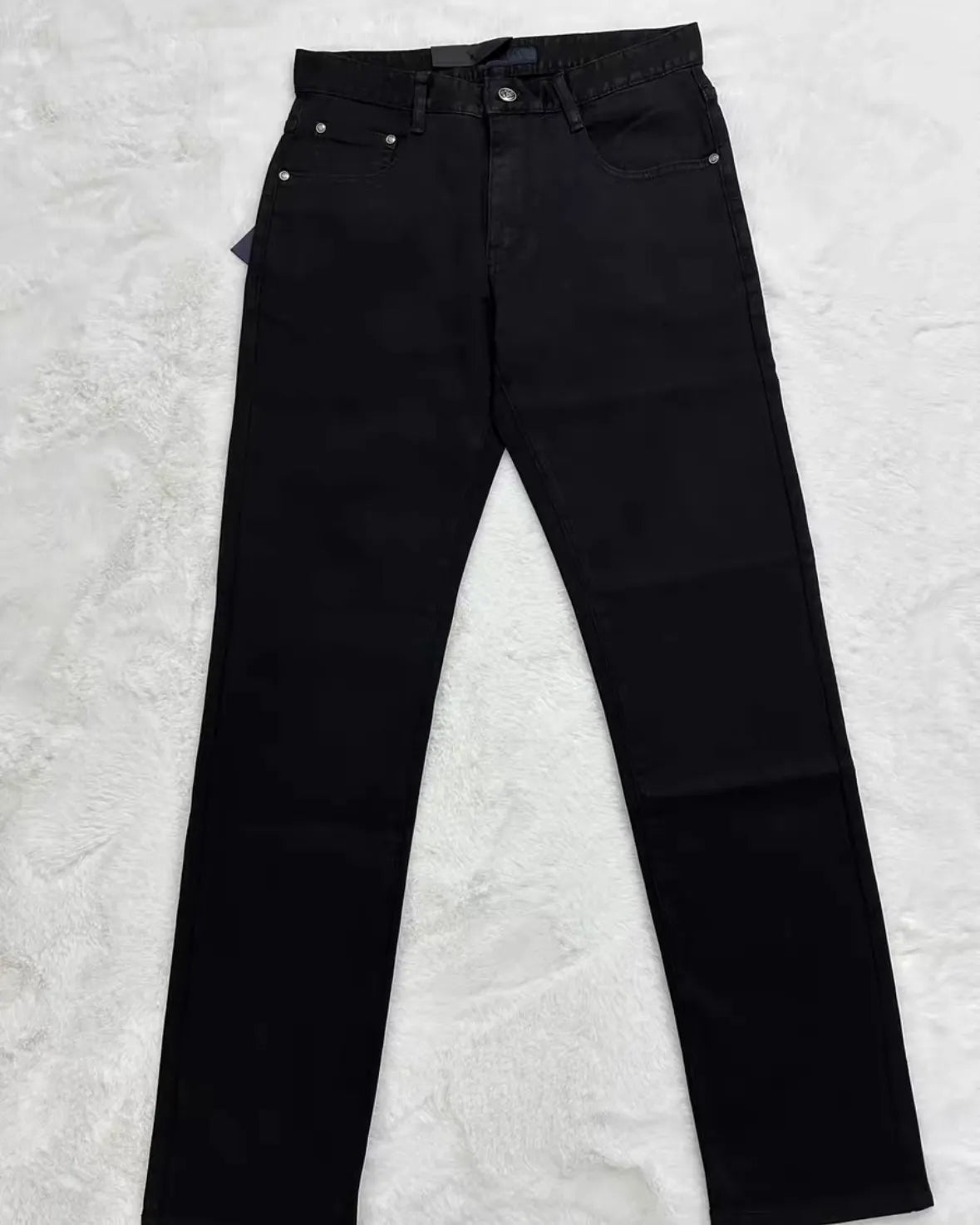 Classic Faux‑Leather Casual Denim Pants