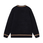 Crest Logo Striped Trim Sweater