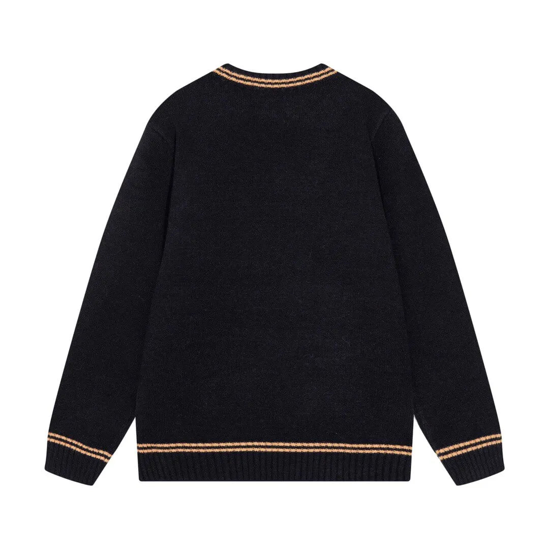 Crest Logo Striped Trim Sweater