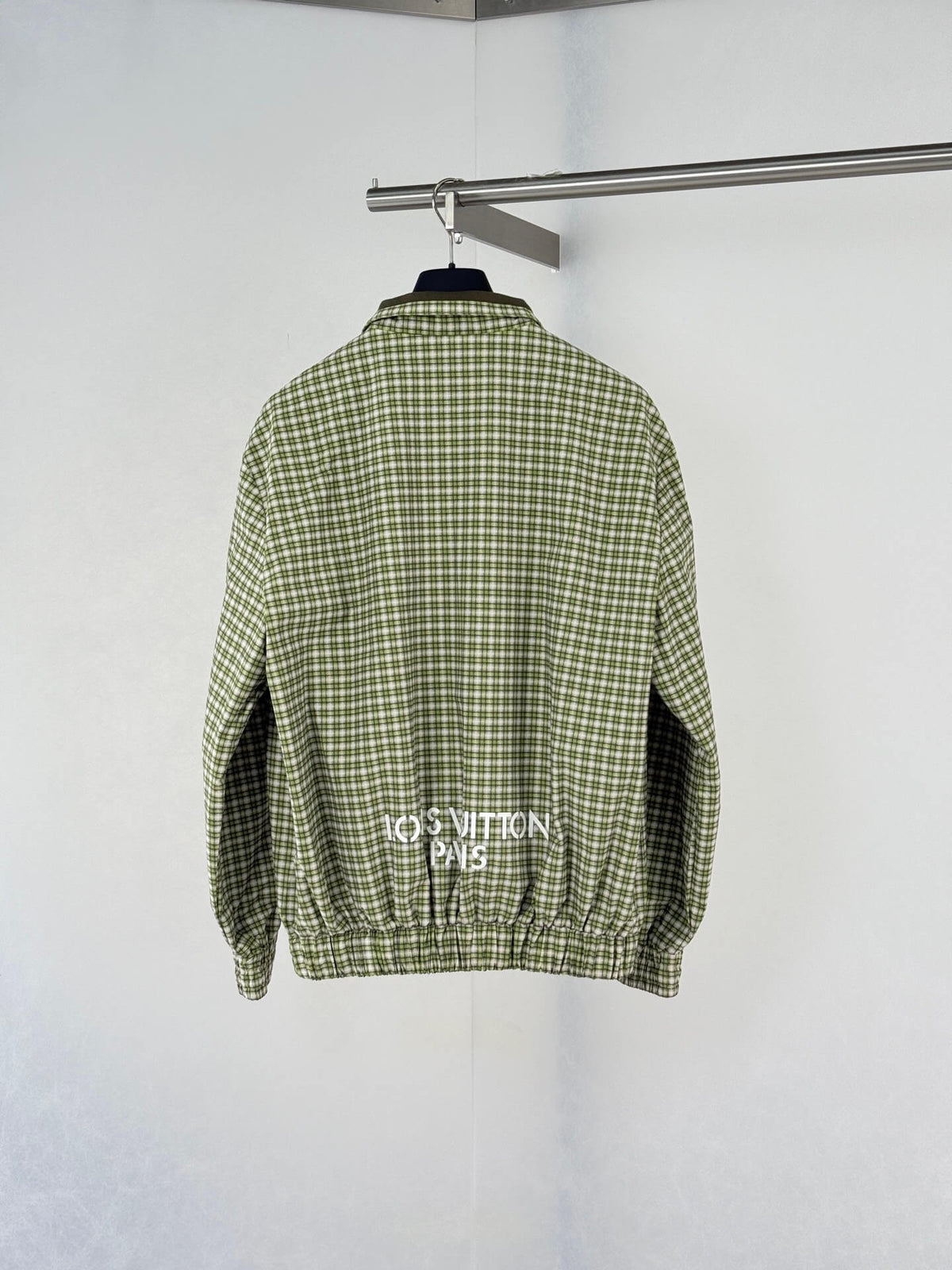 Green Plaid Gradient Color‑Block Jacket