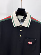 Red‑Green Striped Shoulder Polo Shirt