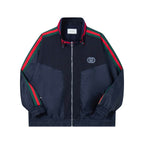 Red-Green Striped Sleeve Jacket