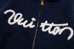 Letter Intarsia Merino Wool Jacket