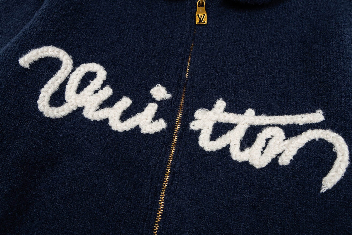 Letter Intarsia Merino Wool Jacket