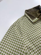Green Plaid Gradient Color‑Block Jacket