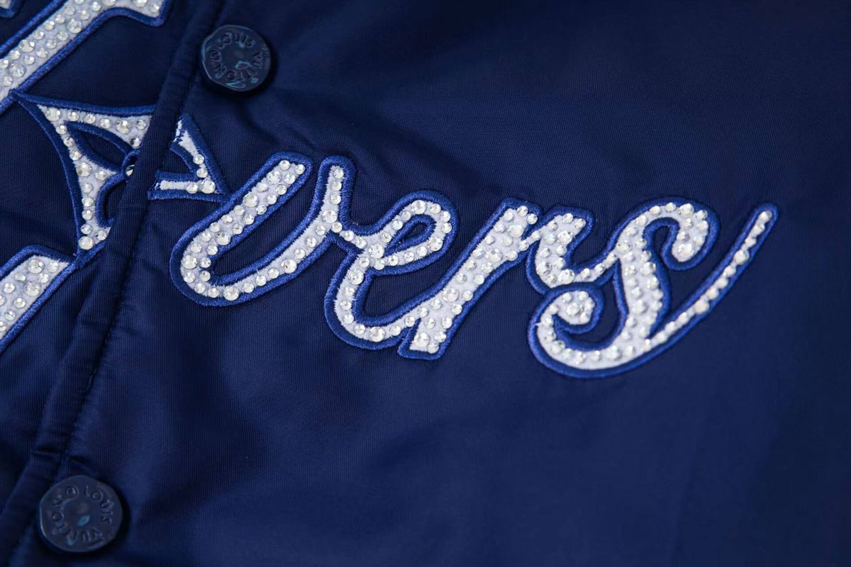 Embroidered Nylon Padded Varsity Jacket