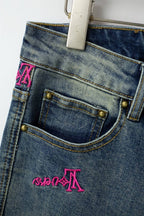 Multi-Color Letter Jeans