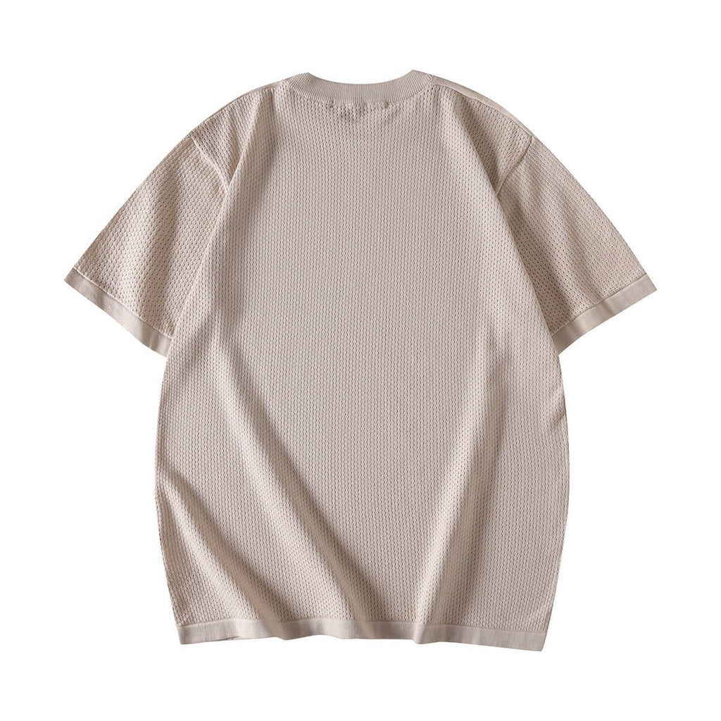 Letter Jacquard Mesh Knit T-Shirt