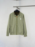 Green Plaid Gradient Color‑Block Jacket