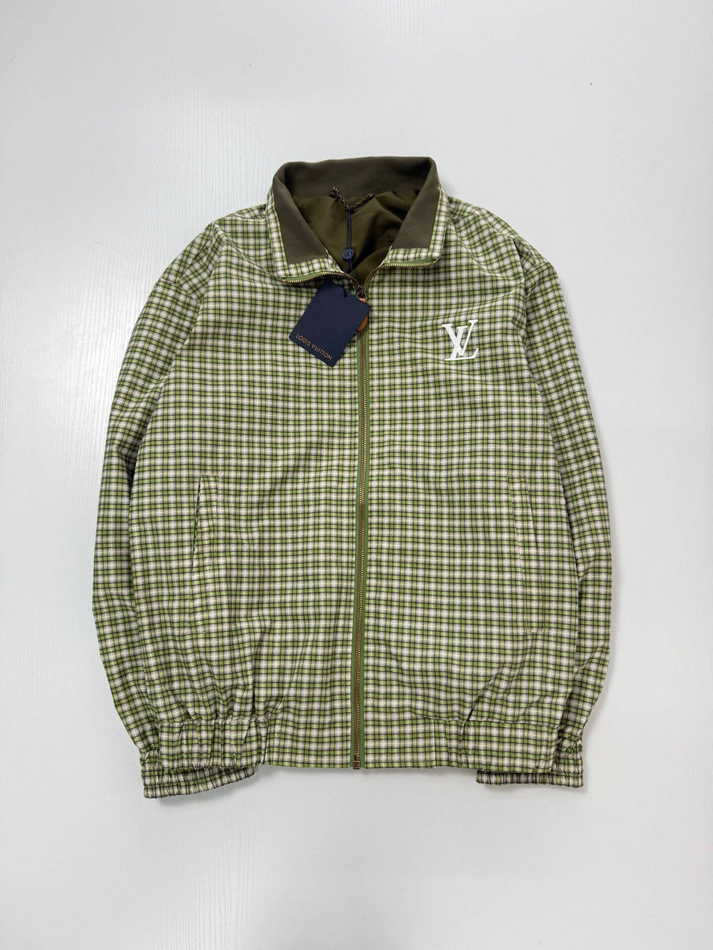 Green Plaid Gradient Color‑Block Jacket