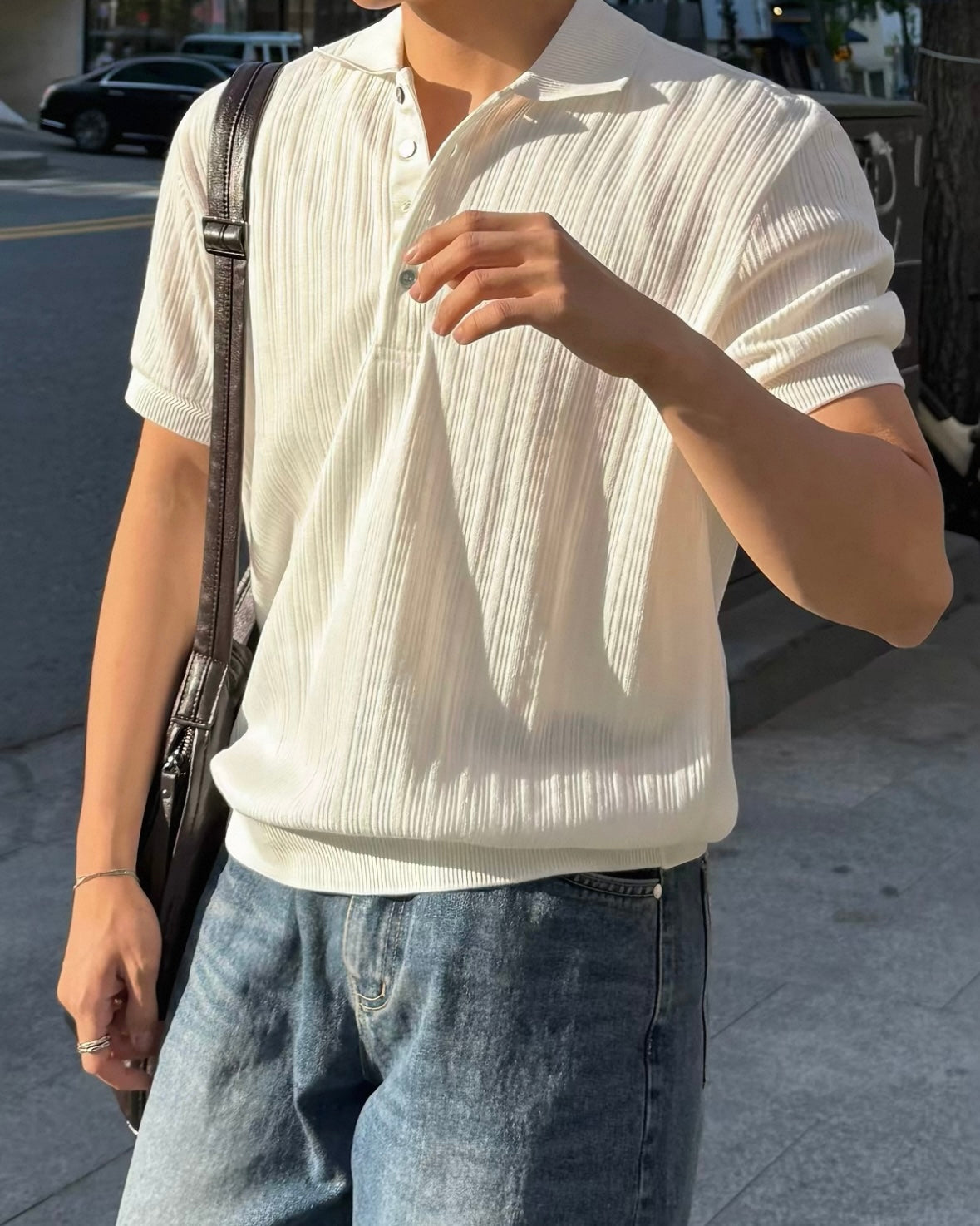 Vintage Striped Collared Polo Shirt