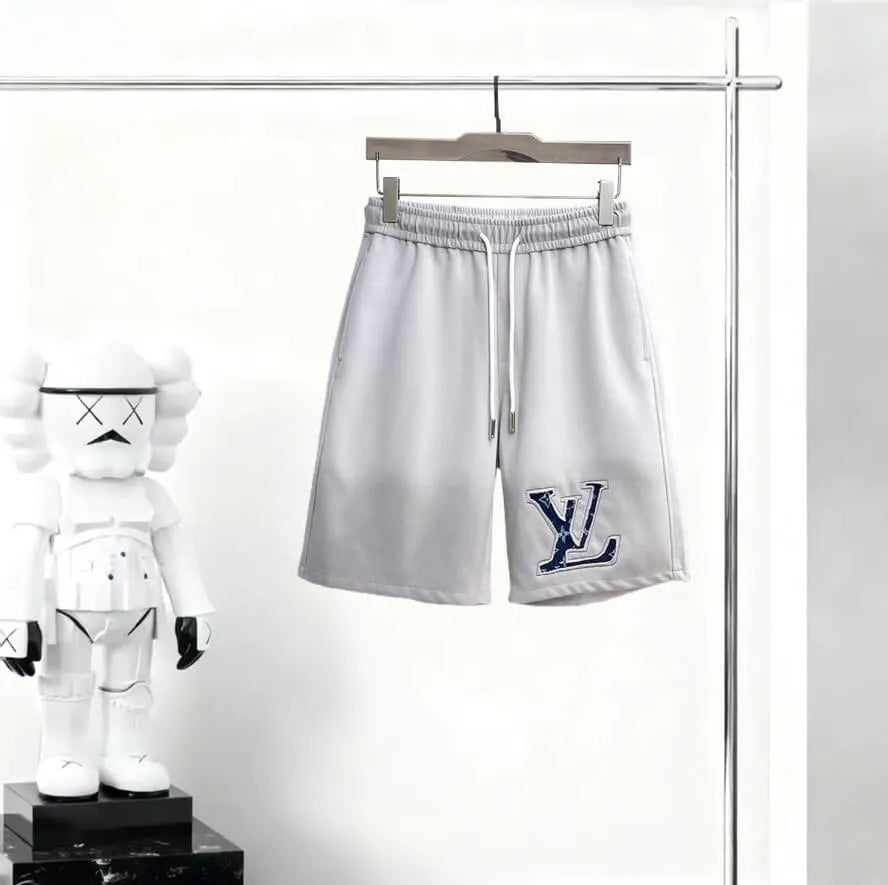 Gradient‑Color Patch Drawstring Shorts