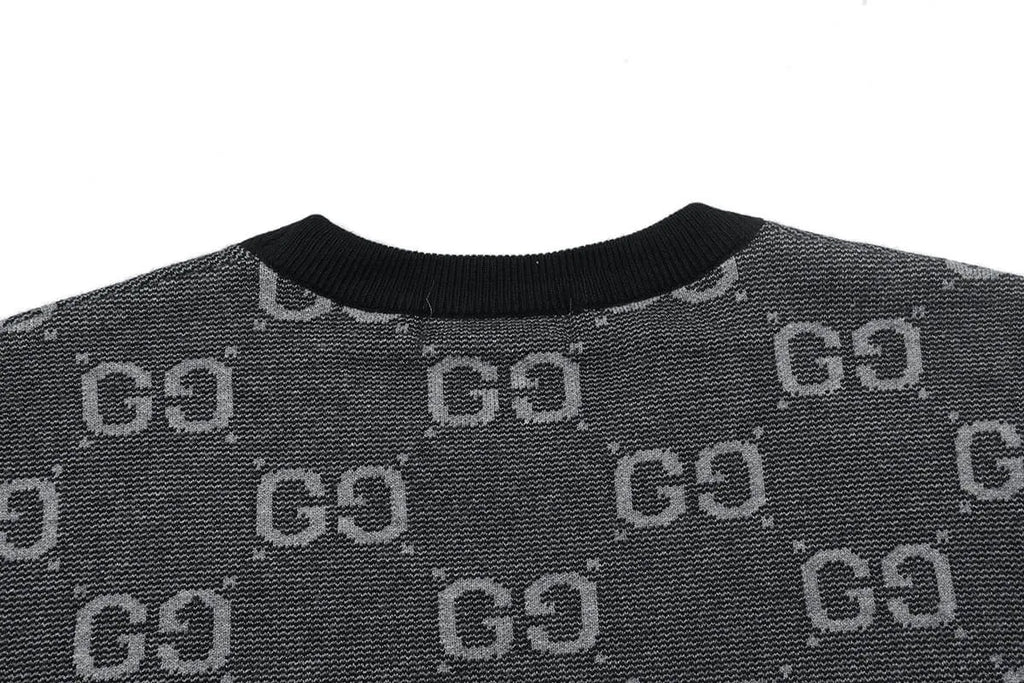 Jacquard Crew Neck Knit Sweater