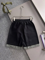 Plaid Cuff Label Decor Shorts