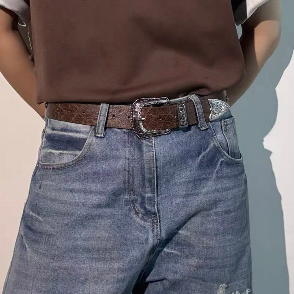 Vintage Buckle Casual Leather Belt