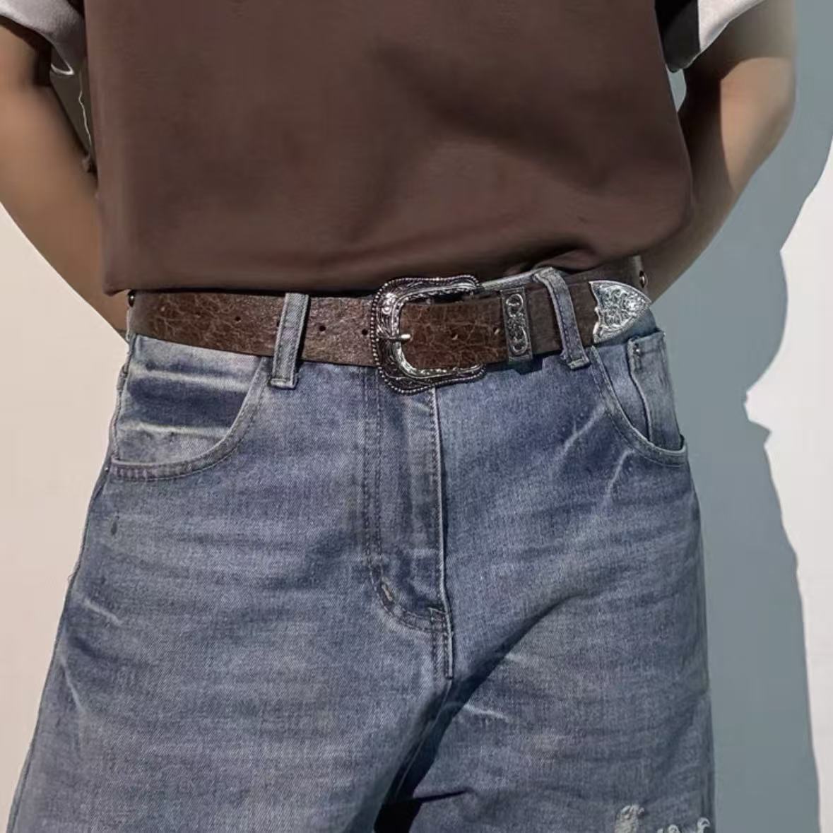 Vintage Buckle Casual Leather Belt