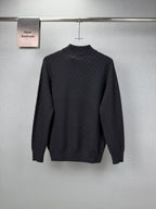 Embroidery Logo Checker Half Zip Knit Sweater