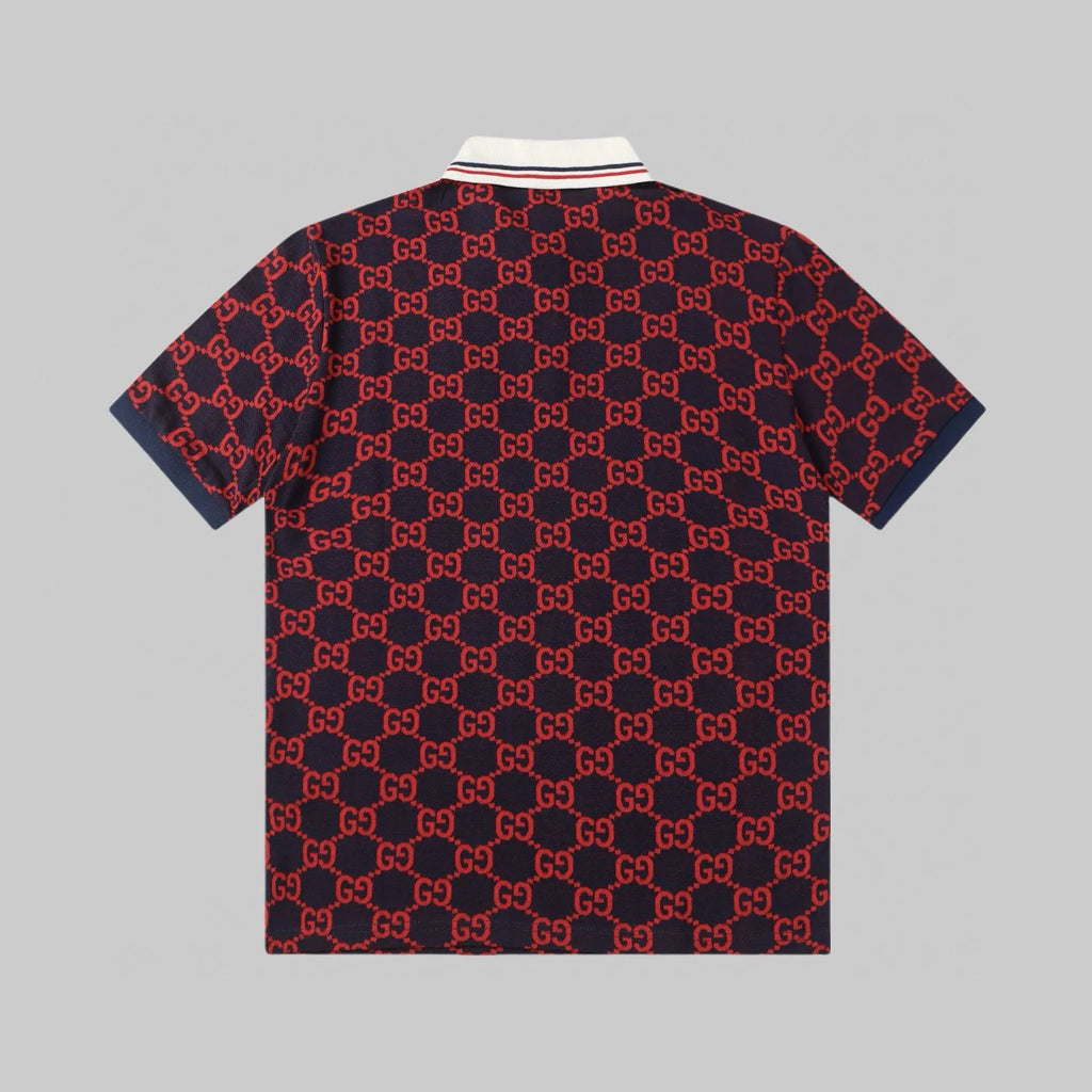 All‑Over Print Color‑Blocked Polo Shirt