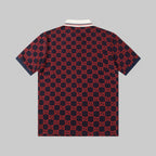 All‑Over Print Color‑Blocked Polo Shirt