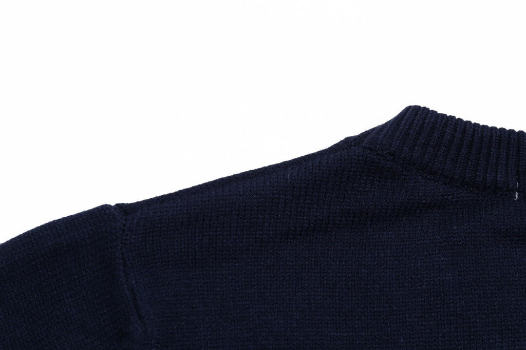 Front Letter Crewneck Knit Sweater