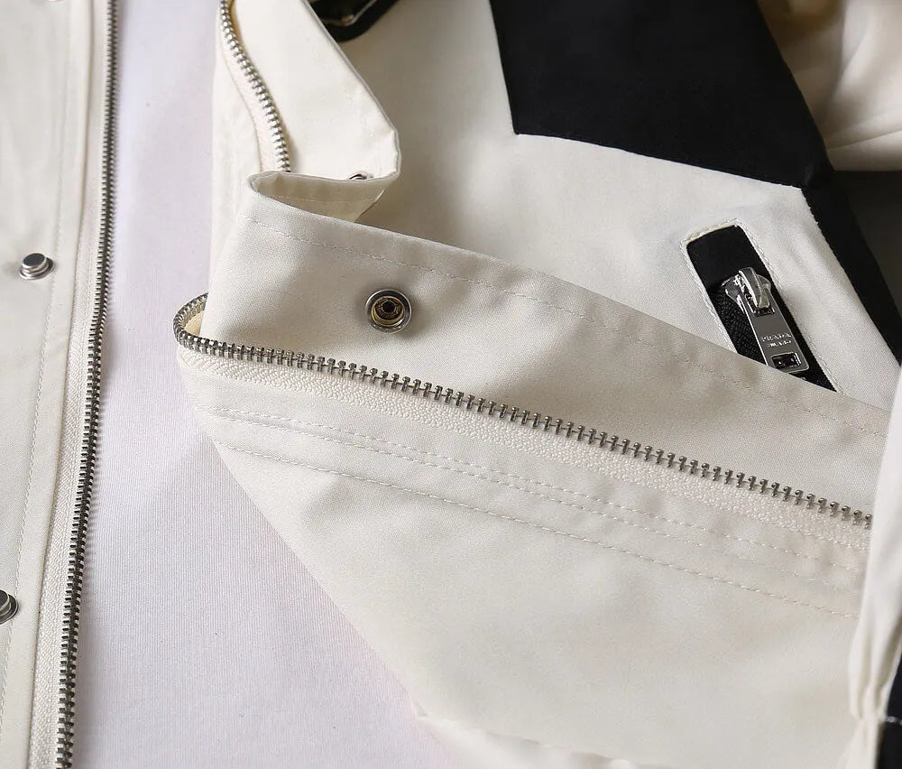 Contrast Panel Sporty Hooded Jacket