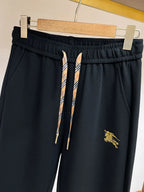 Plaid Drawstring Knight Embroidered Jogger Pants