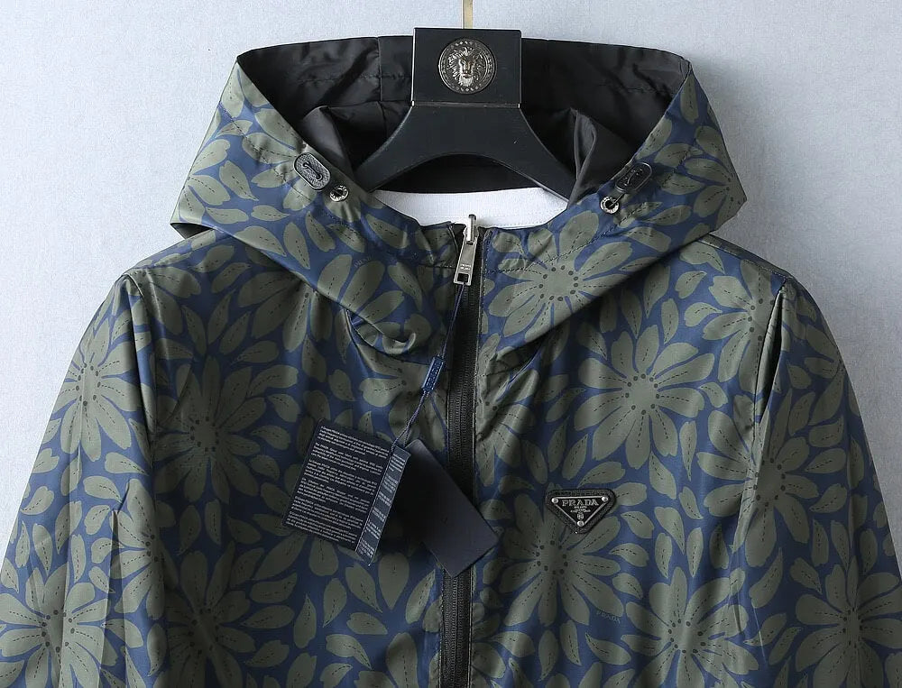 Floral Print Reversible Collared Jacket &Hooded Jacket