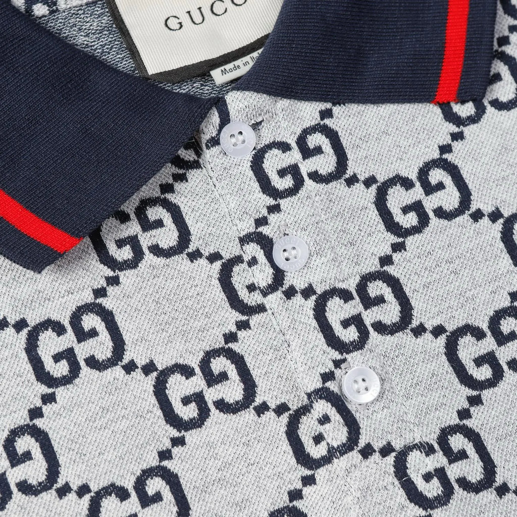 All‑Over Print Color‑Blocked Polo Shirt