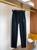 Embossed Side‑Stripe   Embroidery Straight Pants