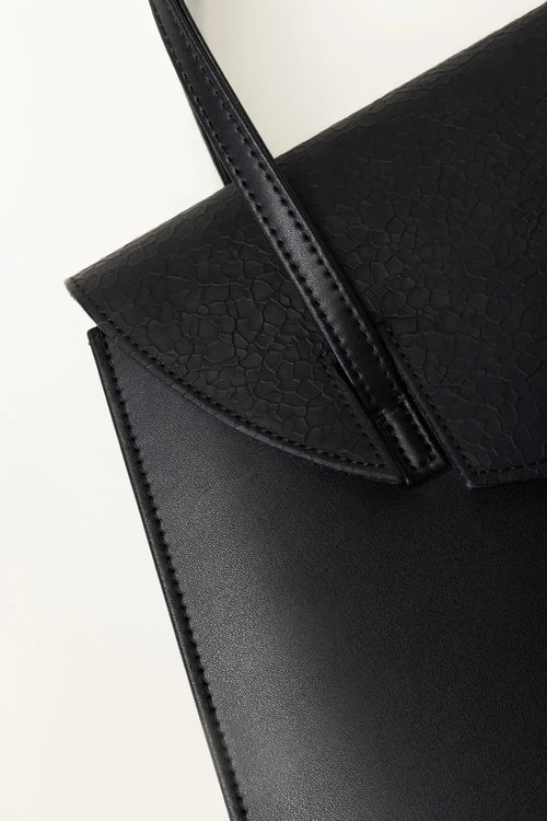 Classic Black Structured Tote Bag