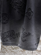 Embossed Pattern Drawstring Sweat Shorts