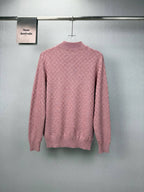 Embroidery Logo Checker Half Zip Knit Sweater