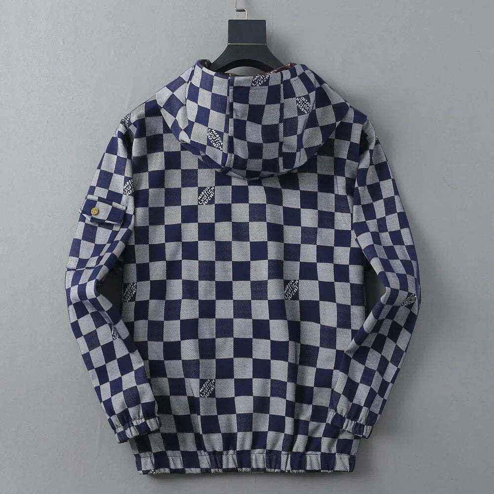 Plaid Pattern Casual Hooded Jacket