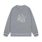 Silver Patch Logo Striped Cuff Knit Sweater