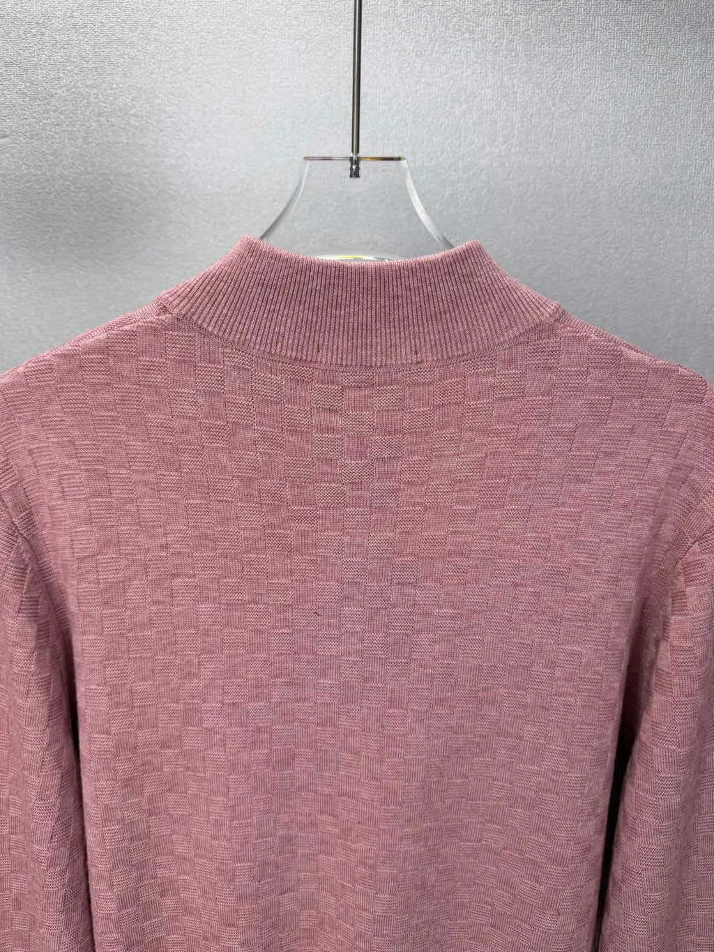 Embroidery Logo Checker Half Zip Knit Sweater