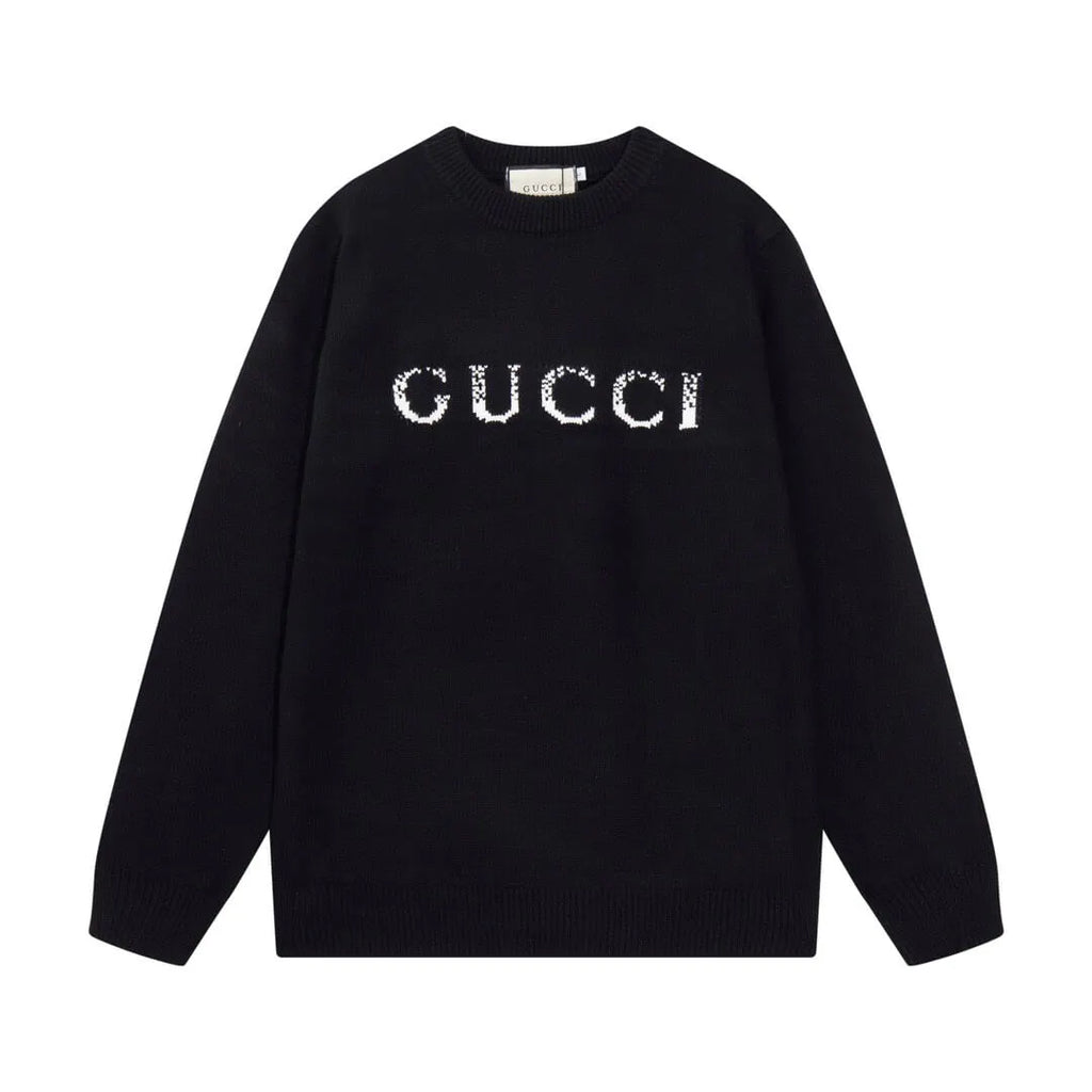 Front Letter Crewneck Knit Sweater