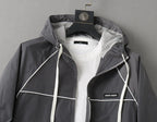 Piping Trim Hooded Zip‑Up Jacket