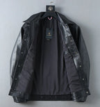 Embossed Pattern Casual Leather Jacket