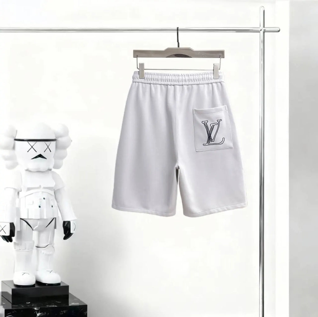 Vintage Script Logo Embroidered Casual Shorts