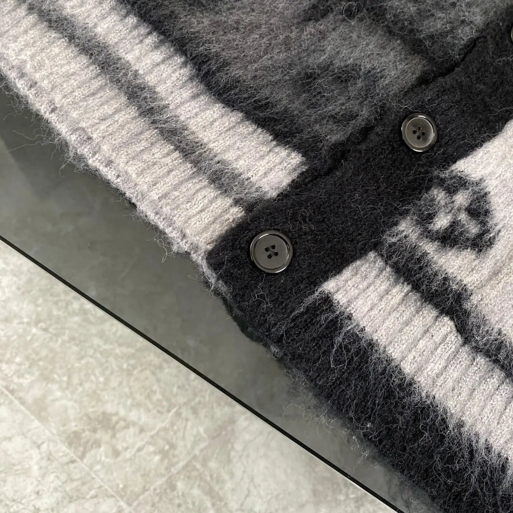 Gradient Mohair Jacquard Cardigan Jacket
