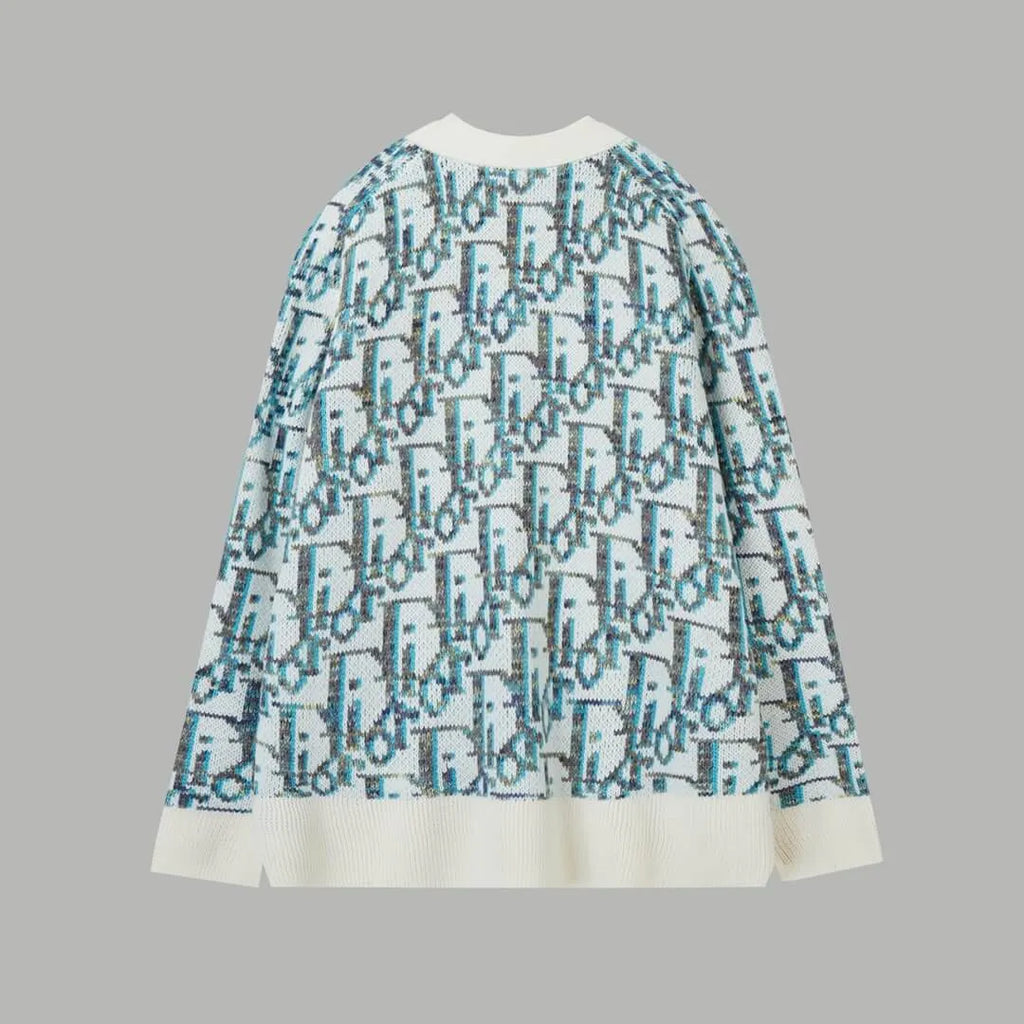 Jacquard Button-Up Cardigan Sweater