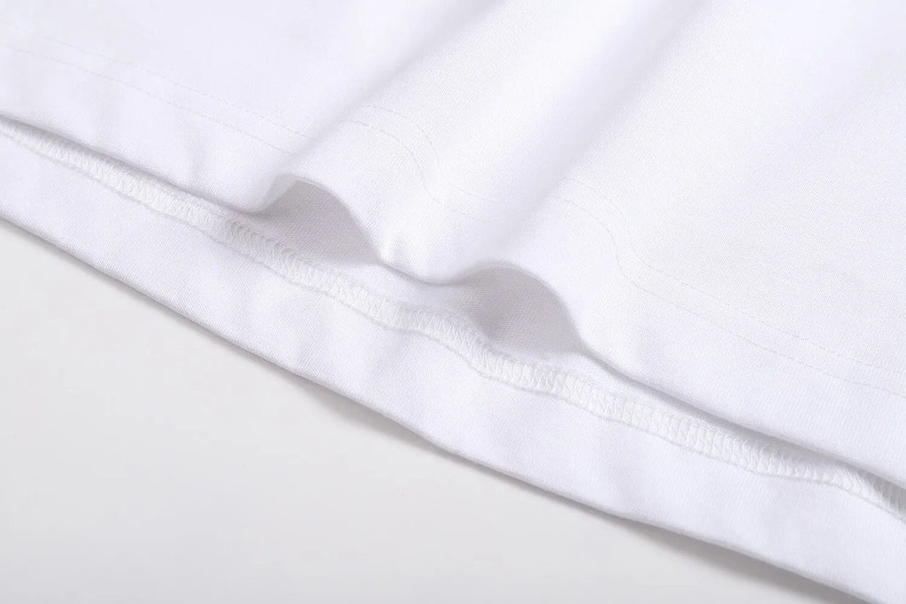 Plain‑Knit Rib Collar Embroidered T‑Shirt