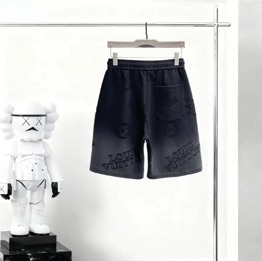 Embossed Pattern Drawstring Sweat Shorts